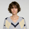 Jennie Rhinestone Argyle jumper Grey / Yellow