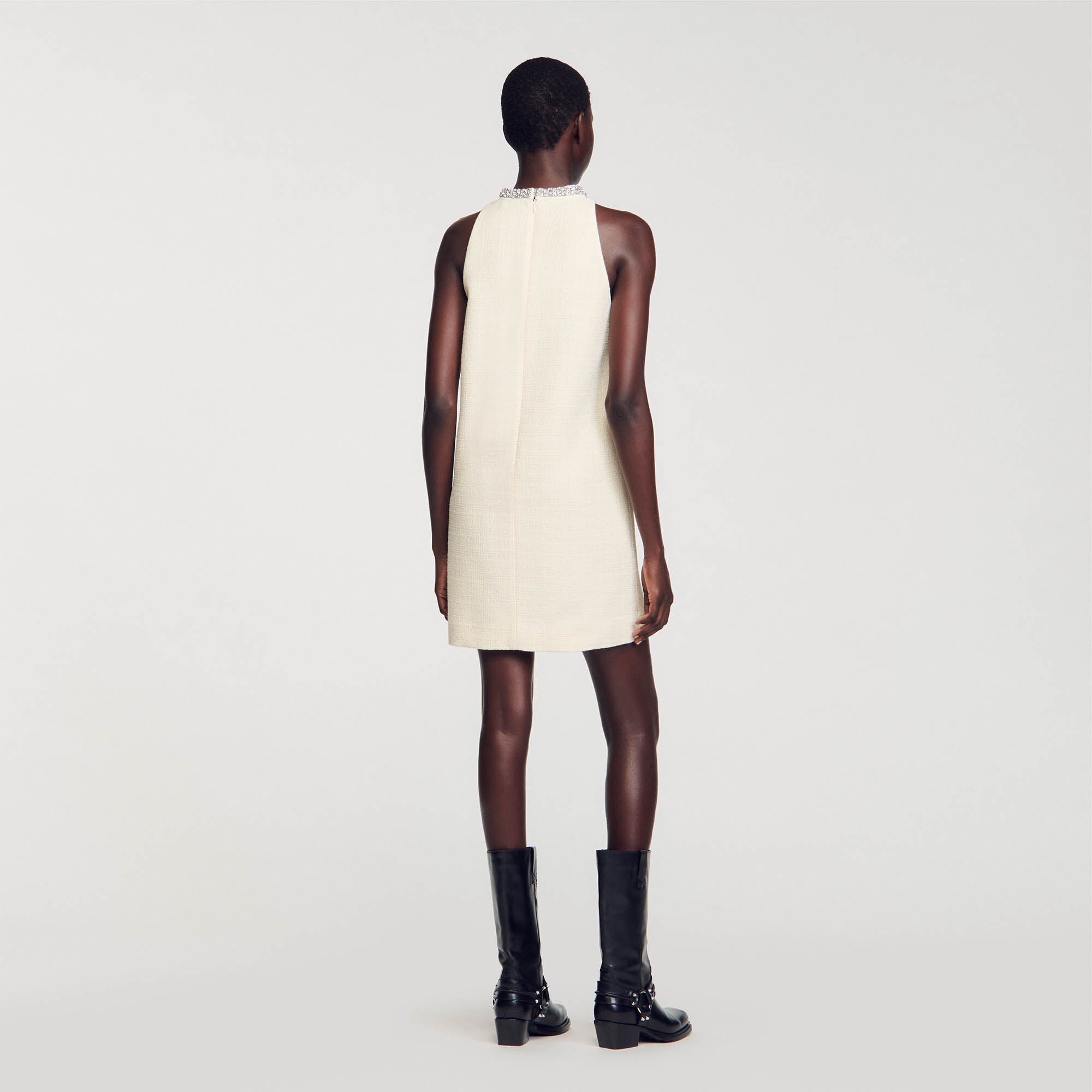 Dress With Jewellery Collar Ecru