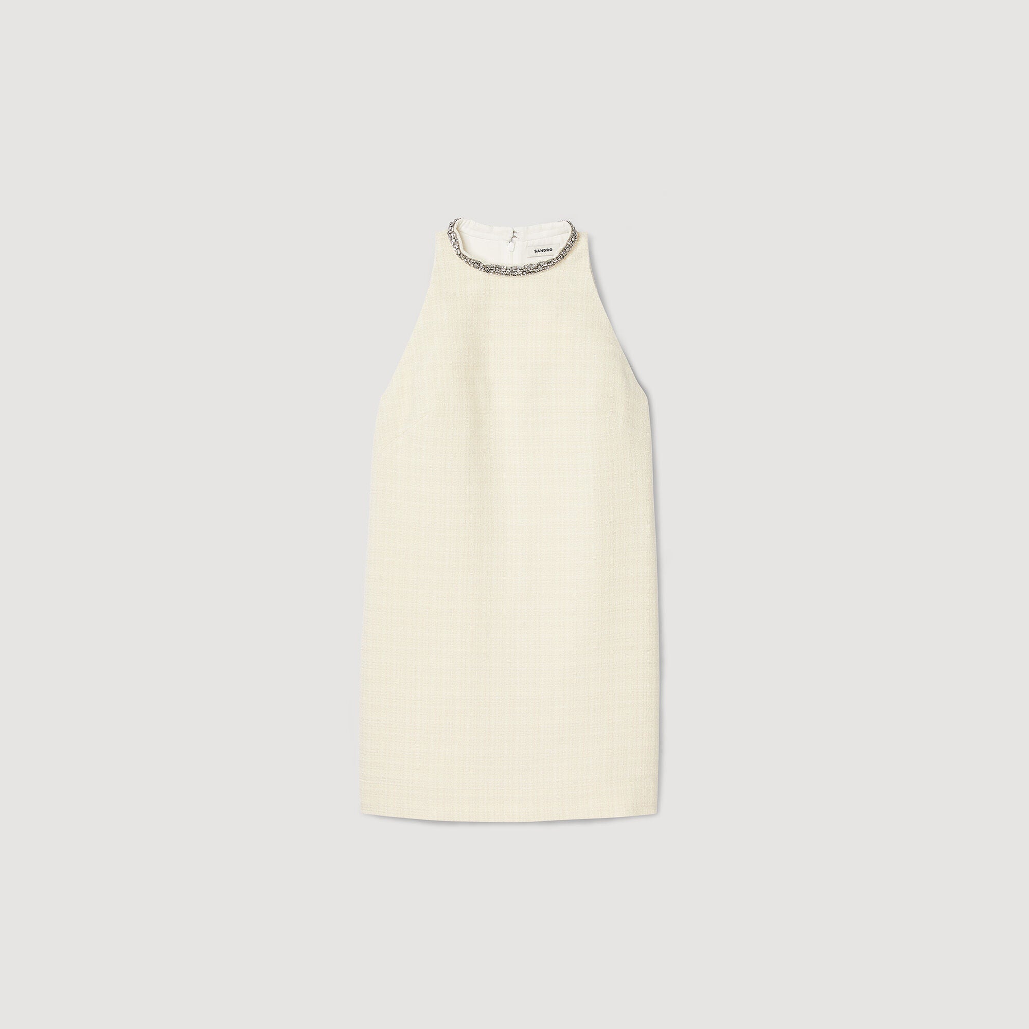 Dress With Jewellery Collar Ecru