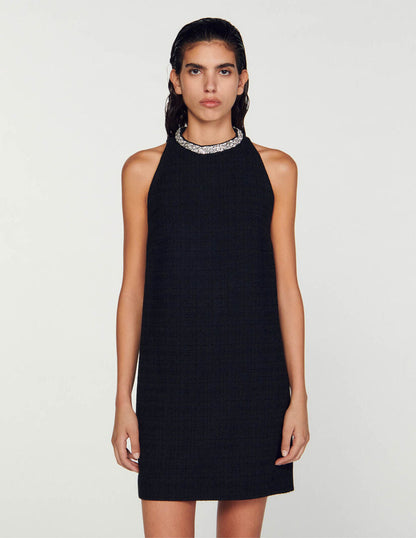 Dress With Jewellery Collar Black