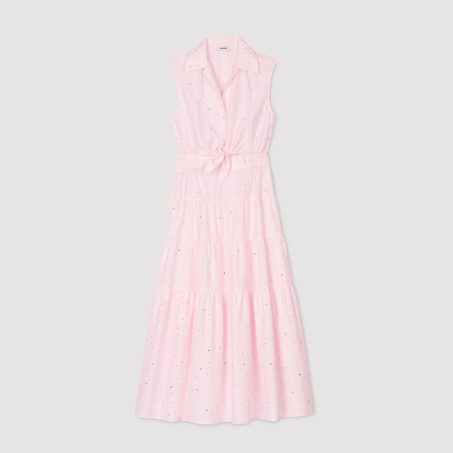 Azazel Rhinestone Tie-Front Maxi Dress Light Pink