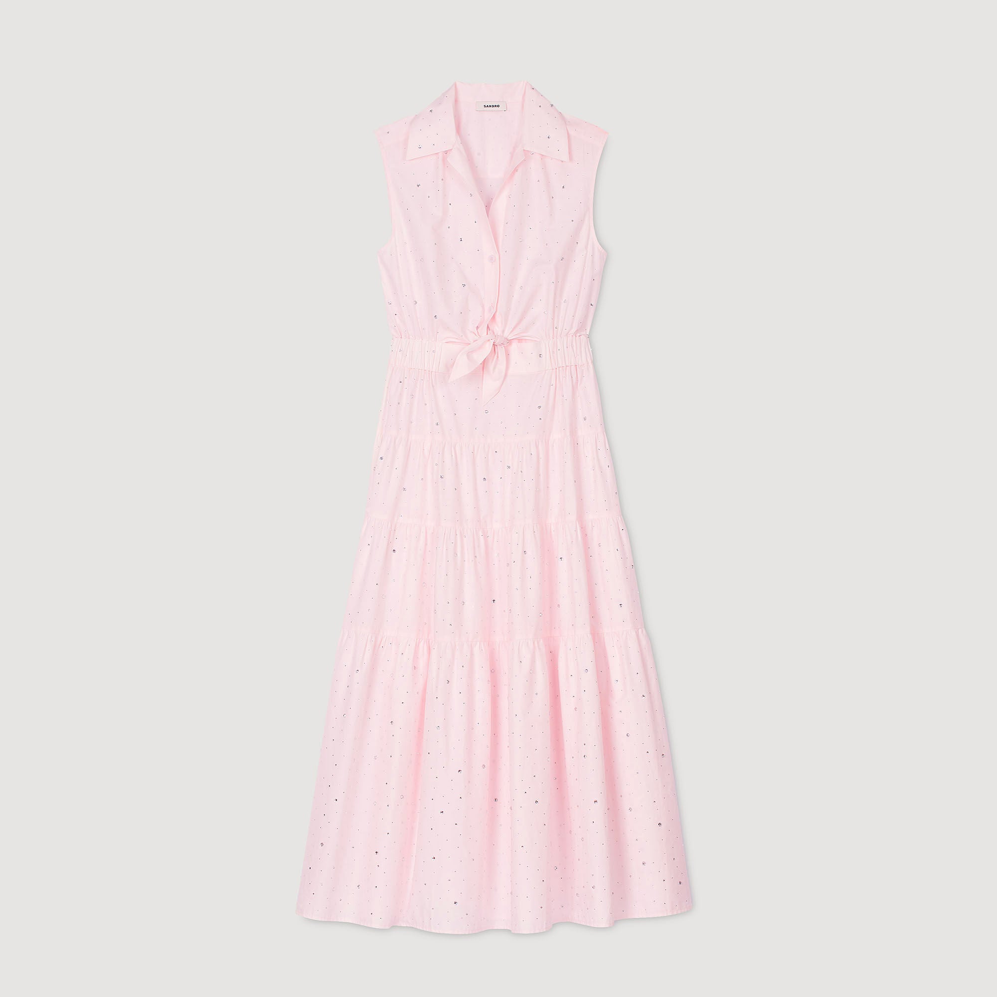 Azazel Rhinestone Tie-Front Maxi Dress Light Pink