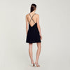 Short Dress With Rhinestone Straps Black