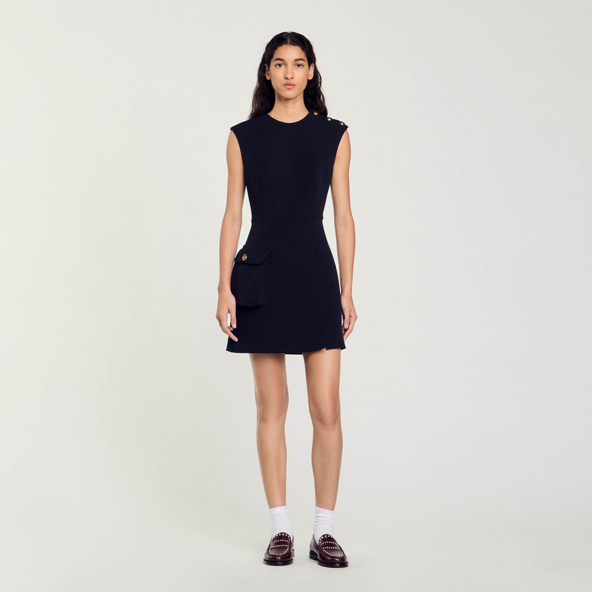 Short Dress With Buttons Navy Blue