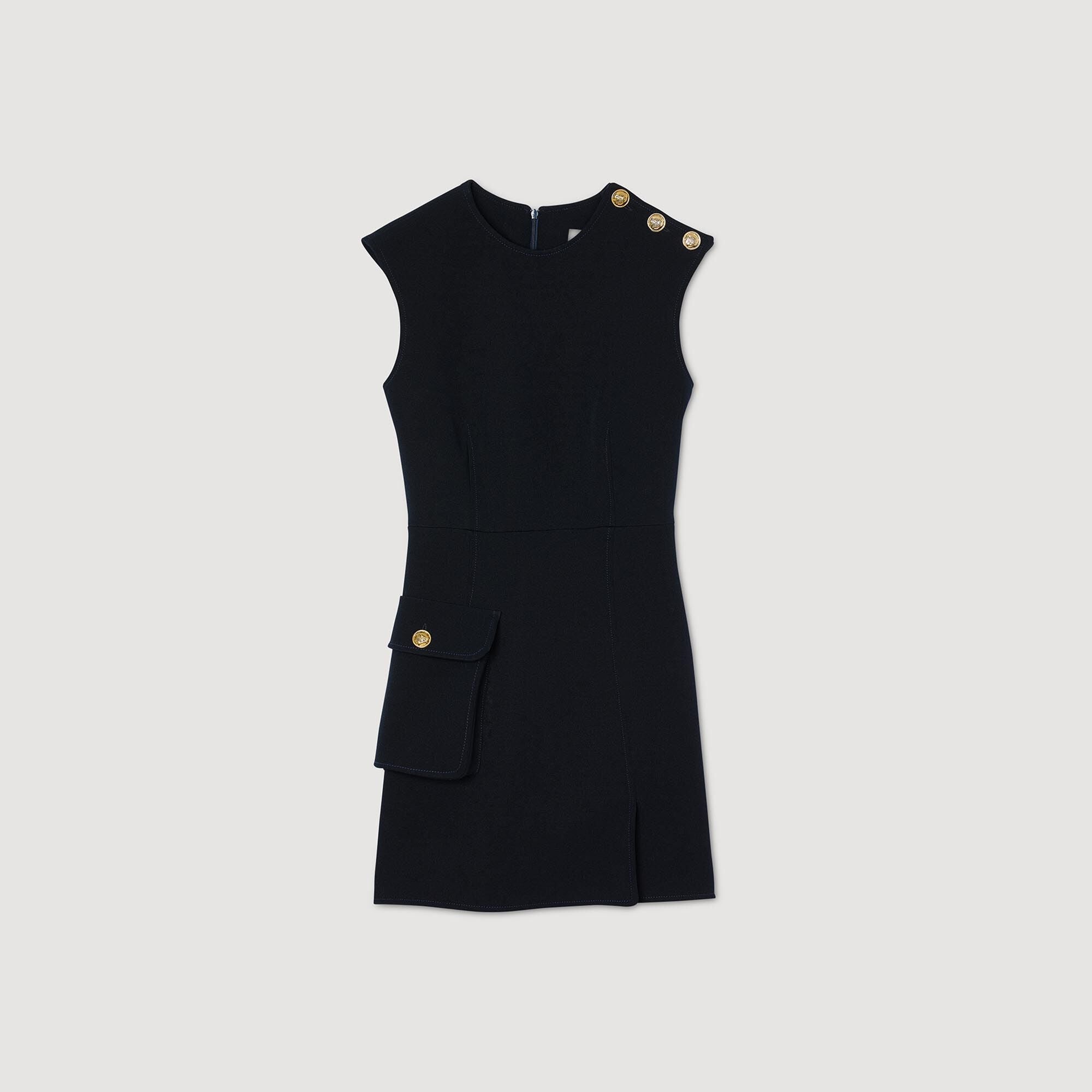 Short Dress With Buttons Navy Blue