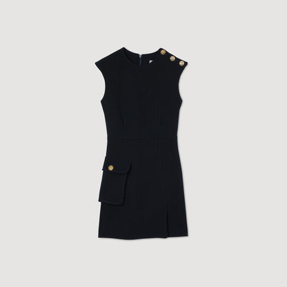 Short Dress With Buttons Navy Blue