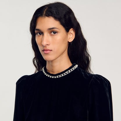 Short Velvet Dress Black