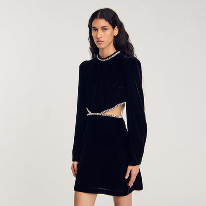 Short Velvet Dress Black