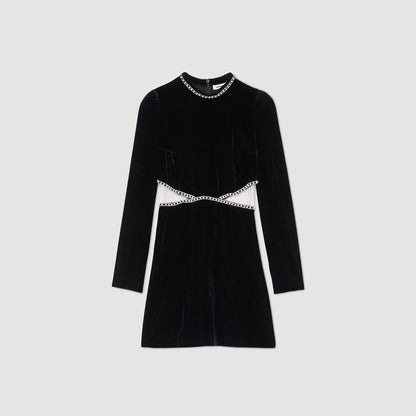 Short Velvet Dress Black