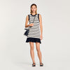 Striped Knit Short Dress Ecru / Black