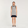 Striped Knit Short Dress Ecru / Black