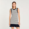 Striped Knit Short Dress Ecru / Black