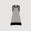 Striped Knit Short Dress Ecru / Black