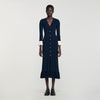 Nara Two-Tone Knit Maxi Dress Navy Blue