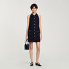 Peter Pan Collar Short Dress Black
