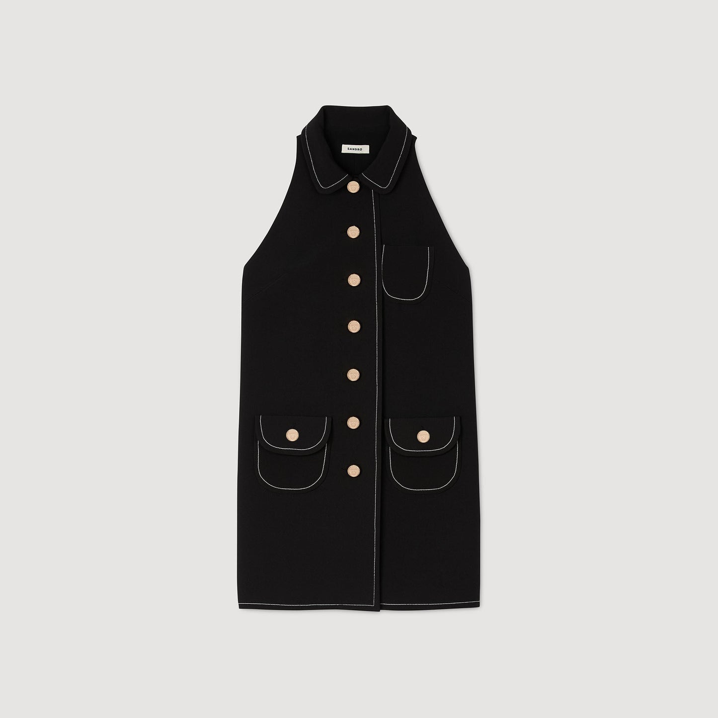 Peter Pan Collar Short Dress Black