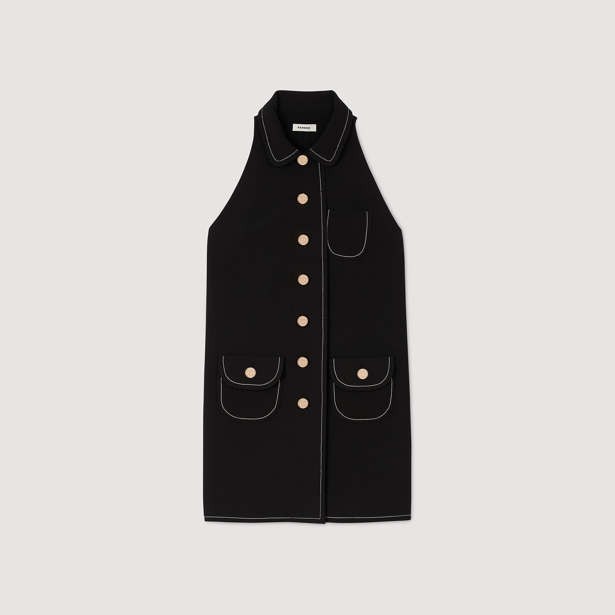 Peter Pan Collar Short Dress Black