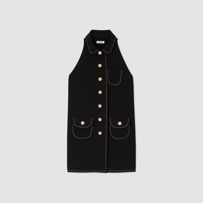 Peter Pan Collar Short Dress Black
