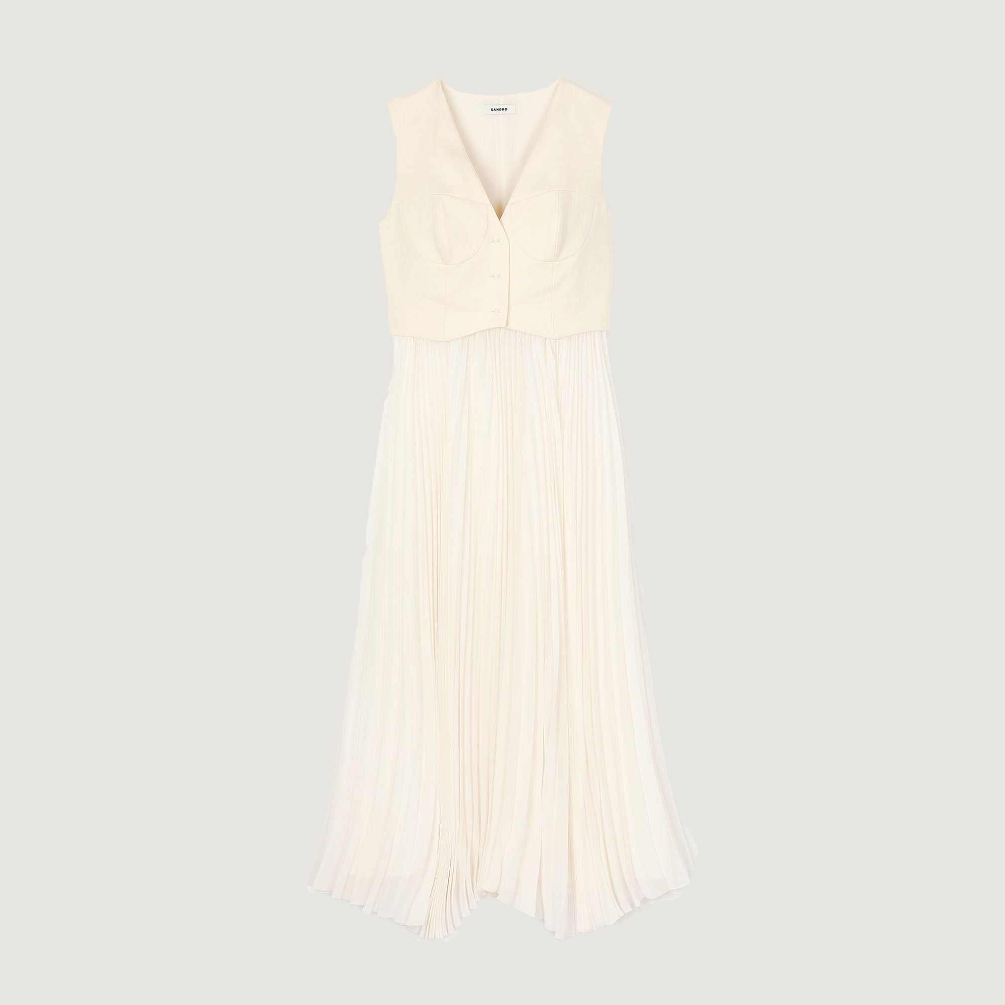 Pleated Maxi Dress Ecru