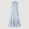 Amarante Stripy Embroidered Maxi Dress Sky Blue