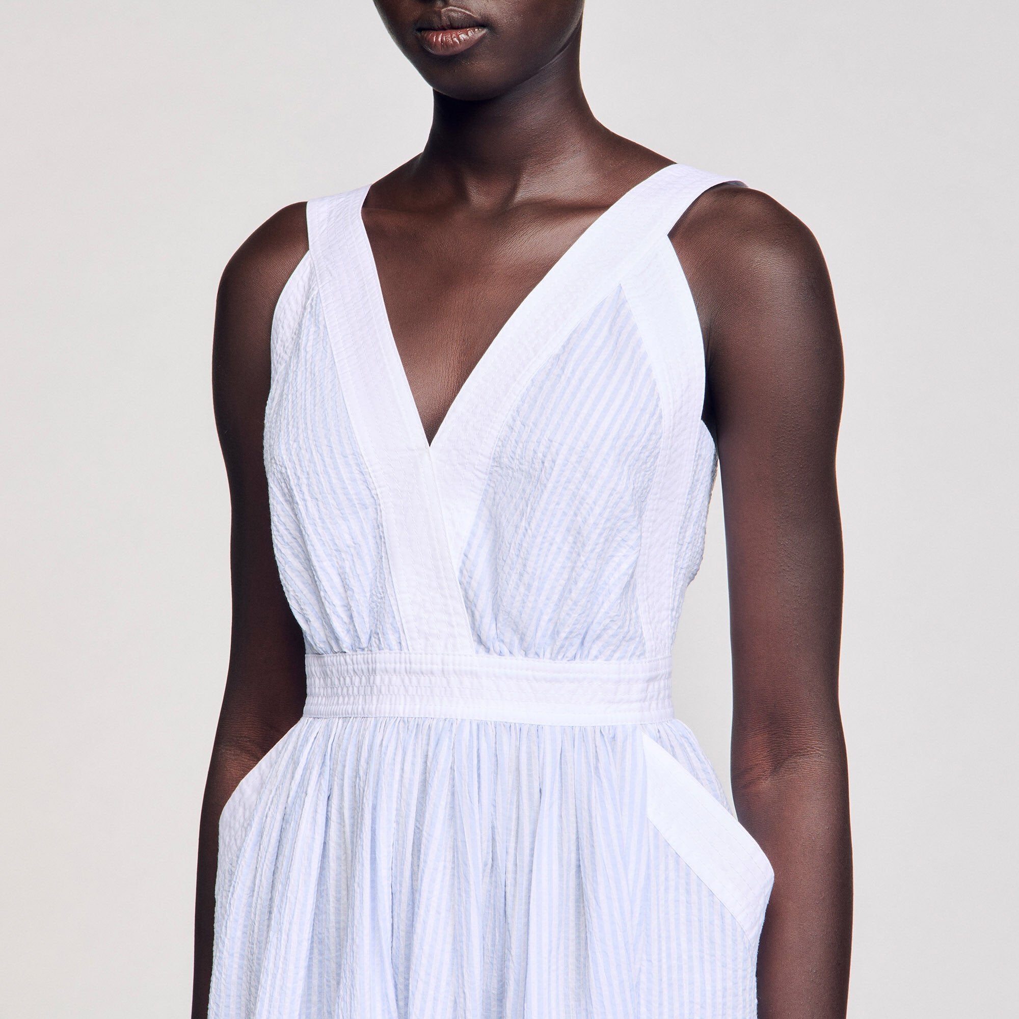 Sidonie Long Striped Dress Ciel / Blanc