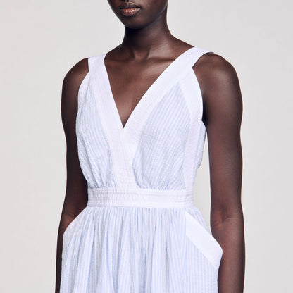 Sidonie Long Striped Dress Ciel / Blanc
