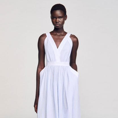Sidonie Long Striped Dress Ciel / Blanc