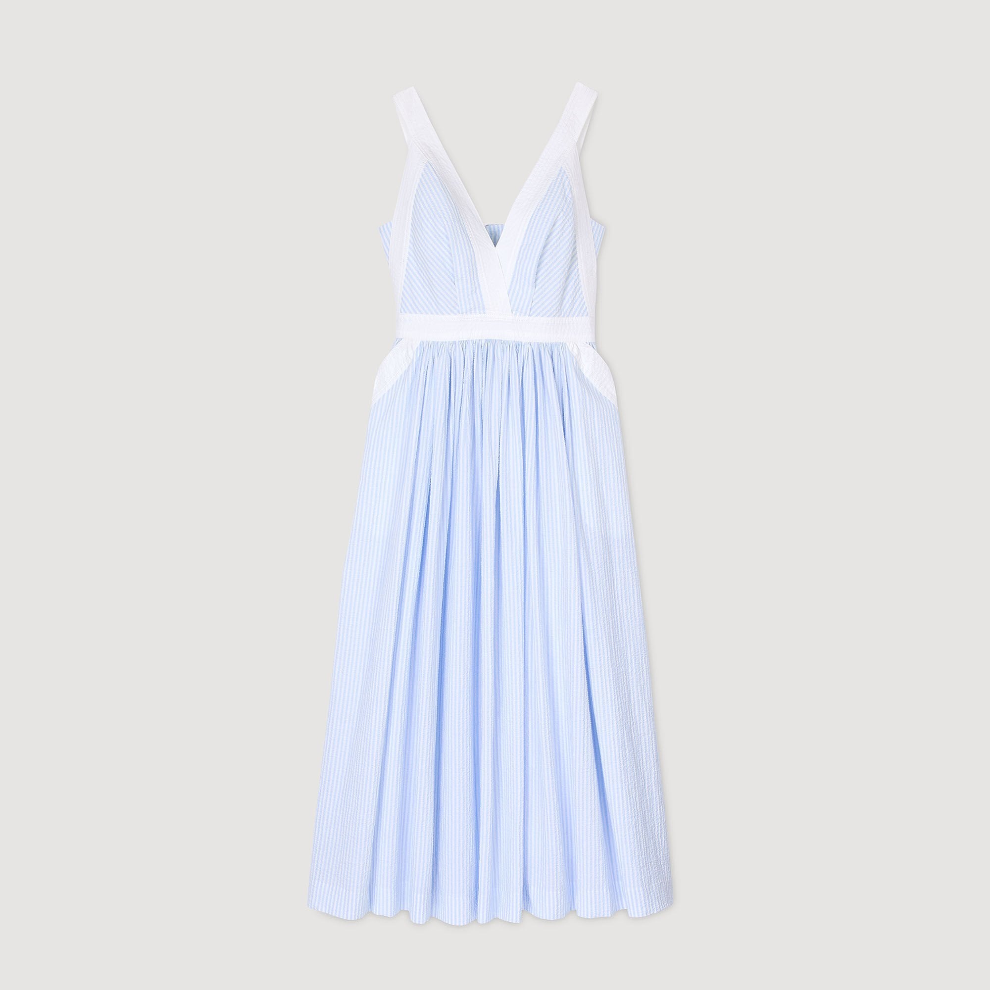 Sidonie Long Striped Dress Ciel / Blanc