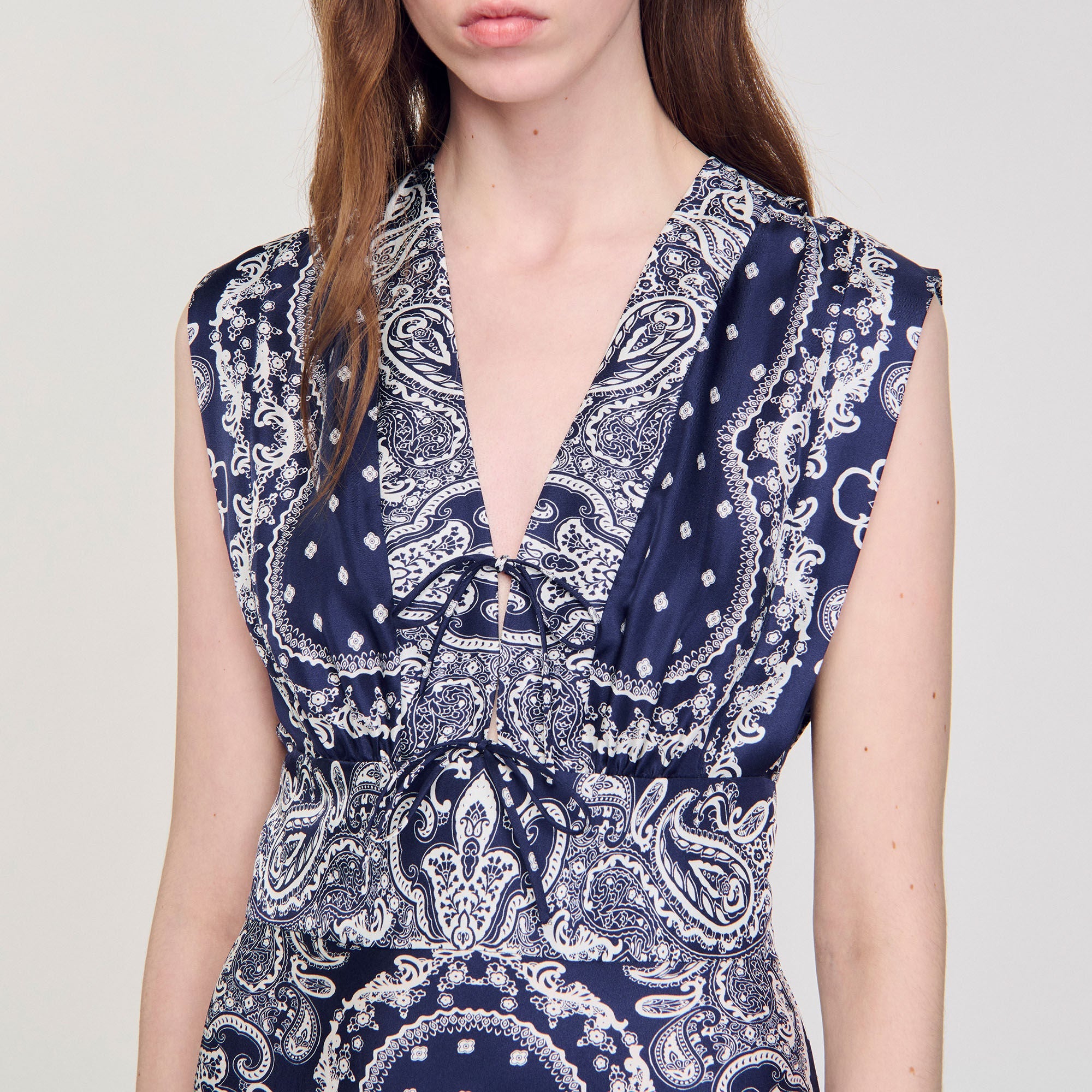 Orlina Bandana-Print Maxi Dress Blu / White