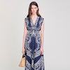 Orlina Bandana-Print Maxi Dress Blu / White