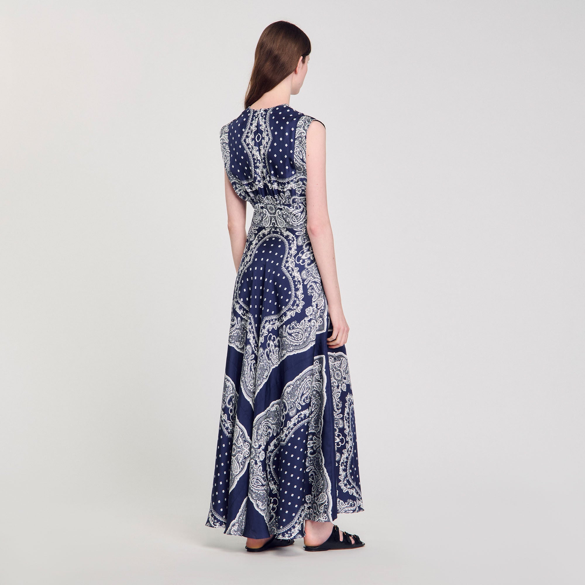 Orlina Bandana-Print Maxi Dress Blu / White