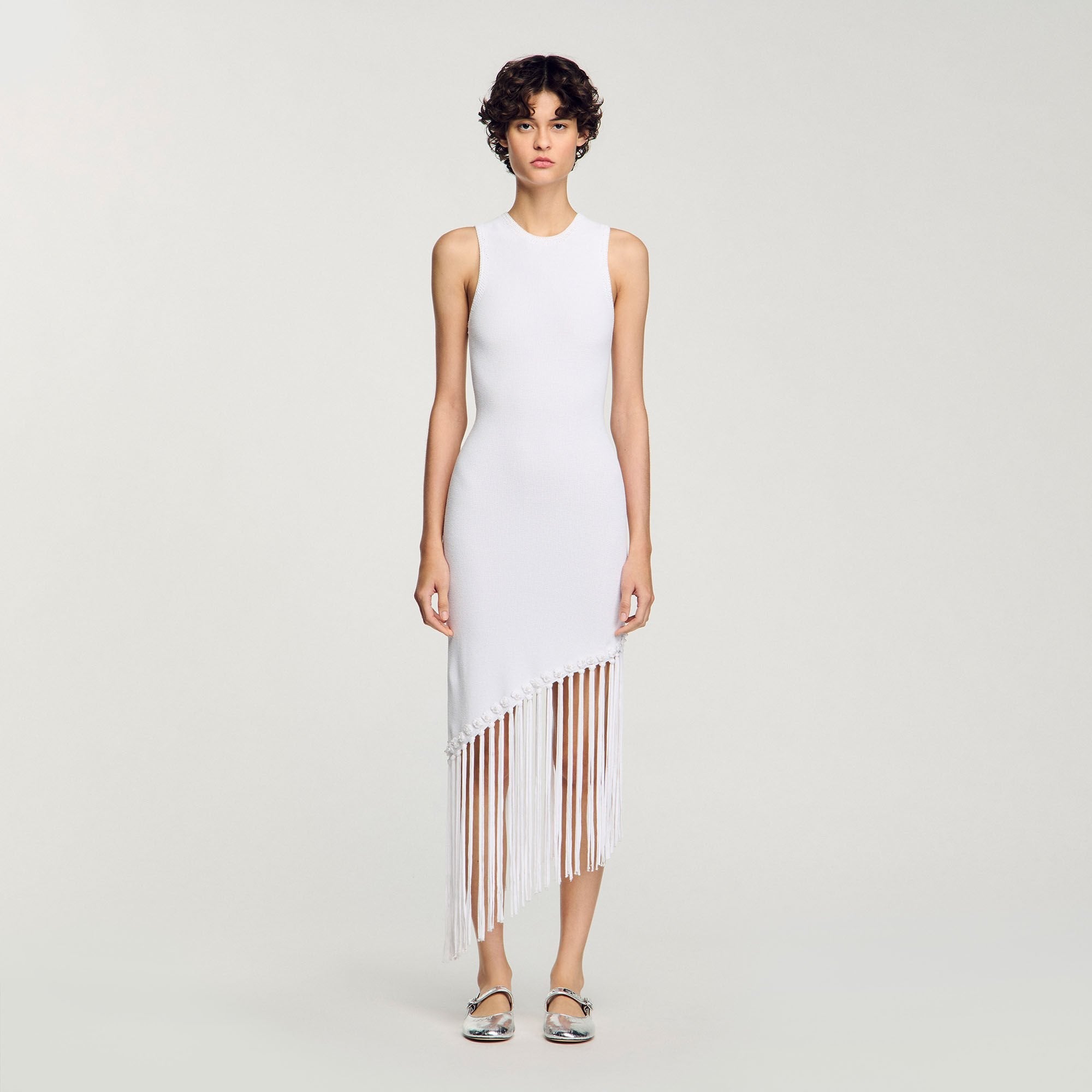 Heloise Fringed Crochet Maxi Dress White