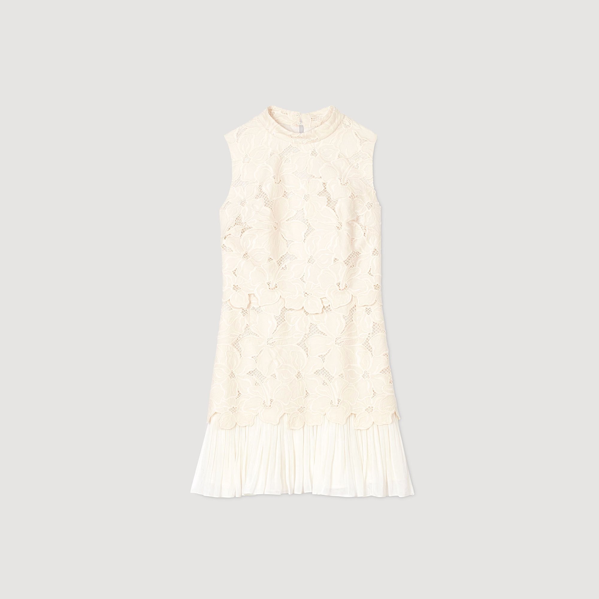 Johanna Short Guipure Dress Ecru