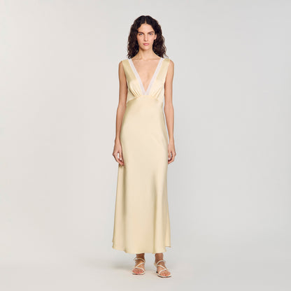 Noelle Satin-Effect Maxi Dress Yellow