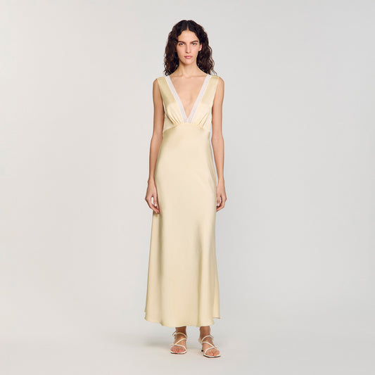 Noelle Satin-Effect Maxi Dress Yellow