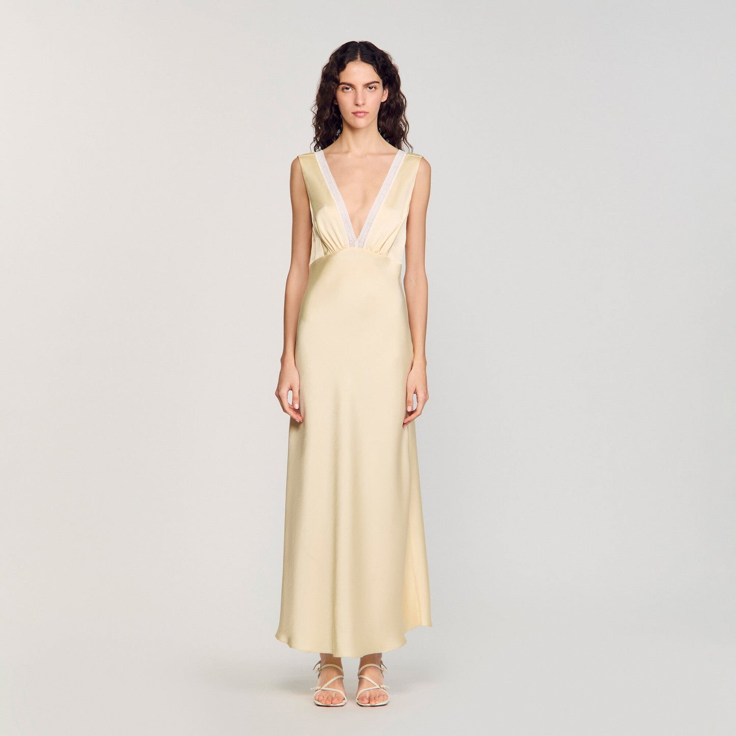 Noelle Satin-Effect Maxi Dress Yellow