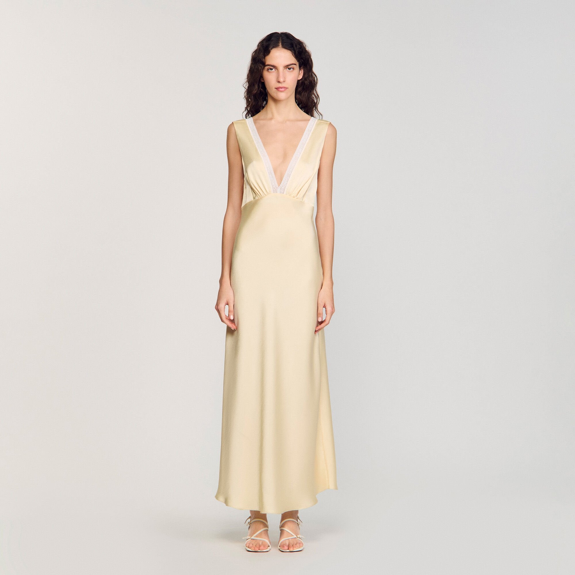 Noelle Satin-Effect Maxi Dress Yellow
