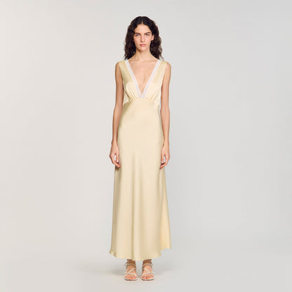 Noelle Satin-Effect Maxi Dress Yellow