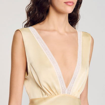 Noelle Satin-Effect Maxi Dress Yellow