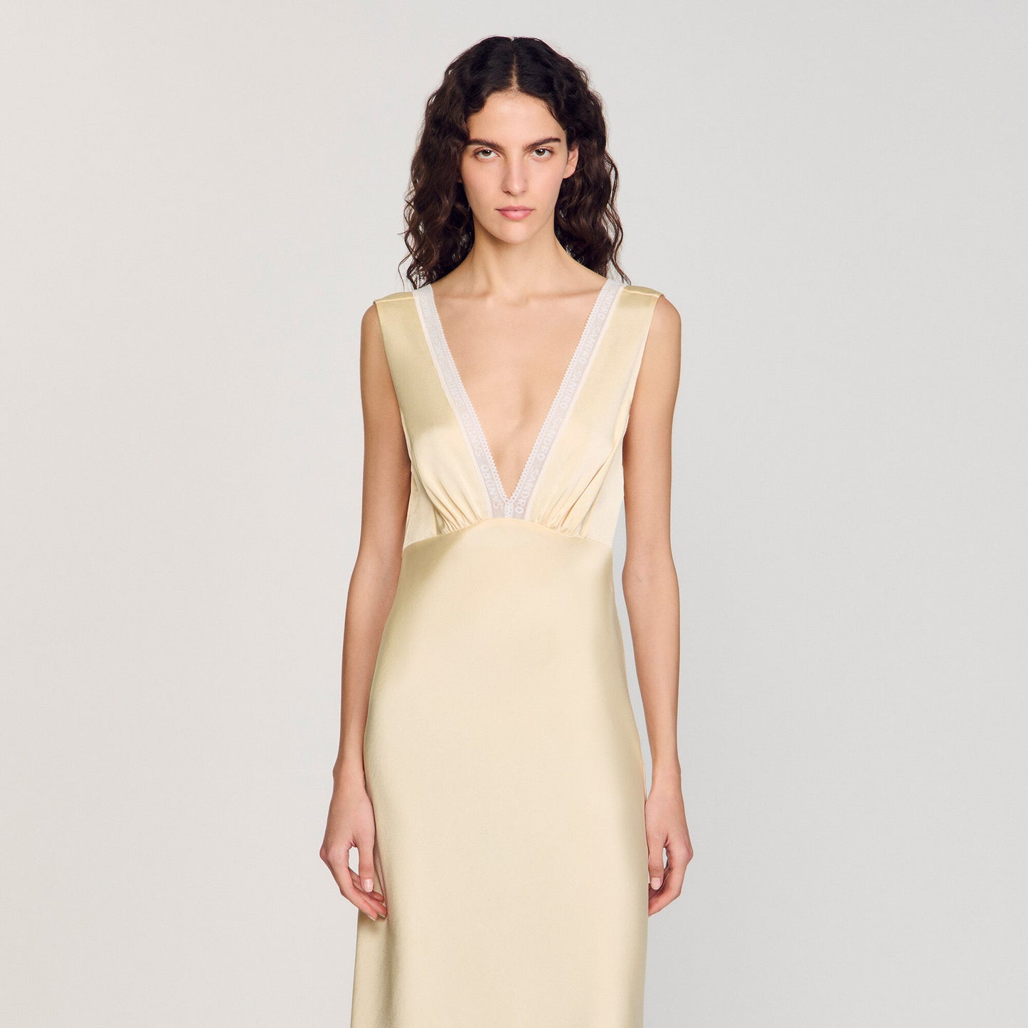 Noelle Satin-Effect Maxi Dress Yellow
