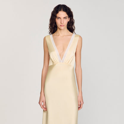Noelle Satin-Effect Maxi Dress Yellow