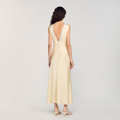 Noelle Satin-Effect Maxi Dress Yellow