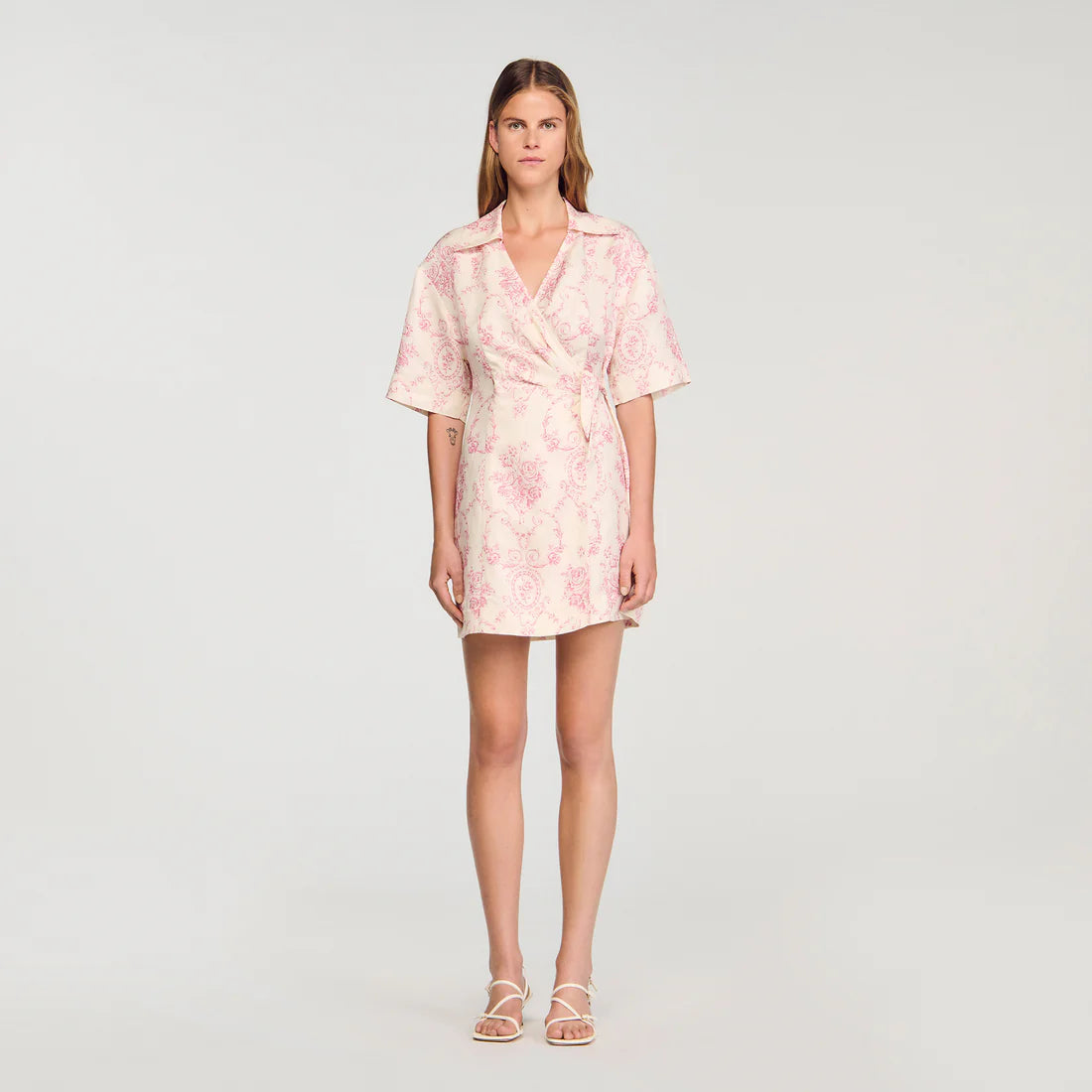 Melbourne Floral Print Short Dress Pink / Ecru