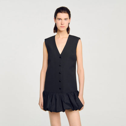 Aliette Short Tailored Dress With Ruffle Black
