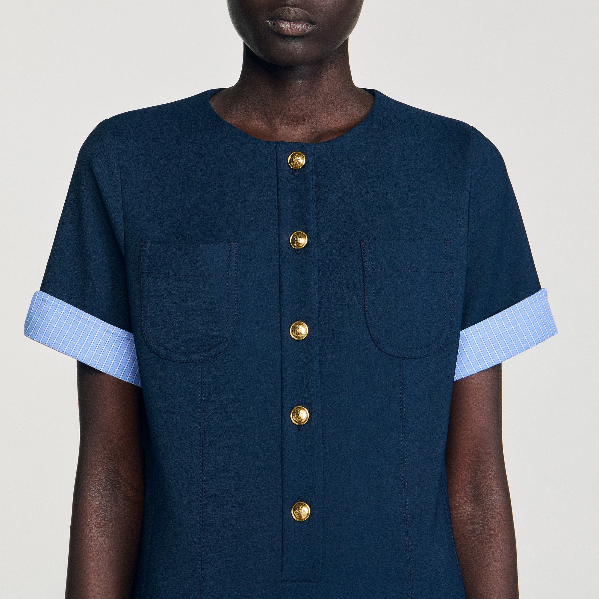 Suzie Short Pleated Dress Navy Blue