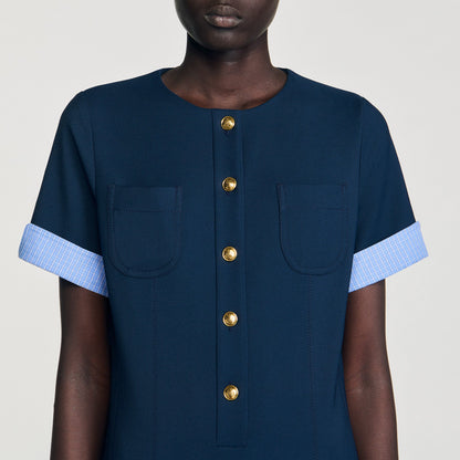 Suzie Short Pleated Dress Navy Blue