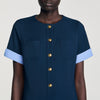 Suzie Short Pleated Dress Navy Blue