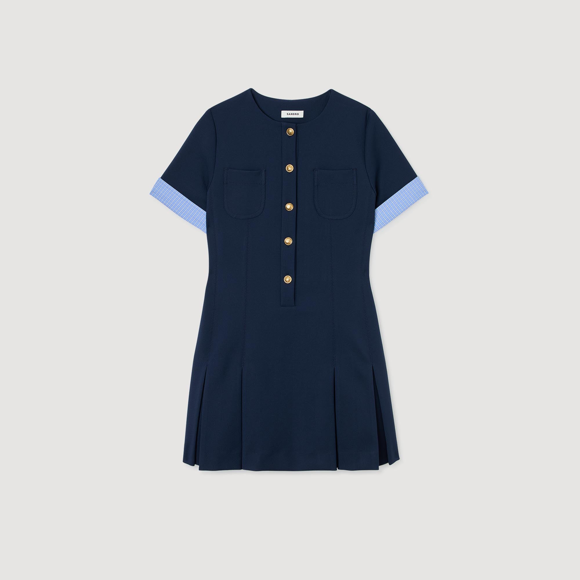 Suzie Short Pleated Dress Navy Blue