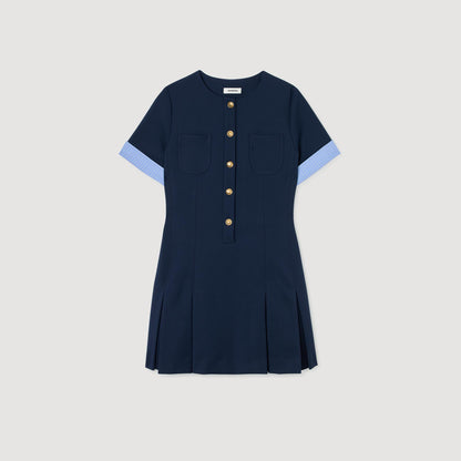 Suzie Short Pleated Dress Navy Blue