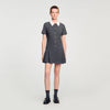 Lenora Short Pleated Dress With Rhinestones Grey / Brown